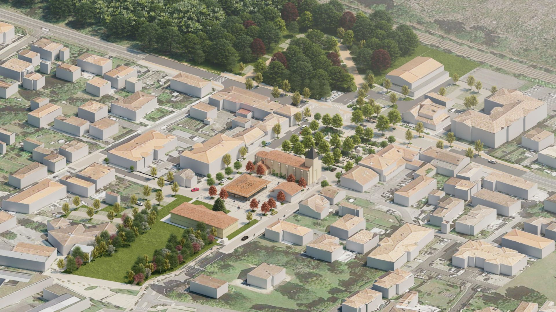 Vue aérienne du futur centre bourg