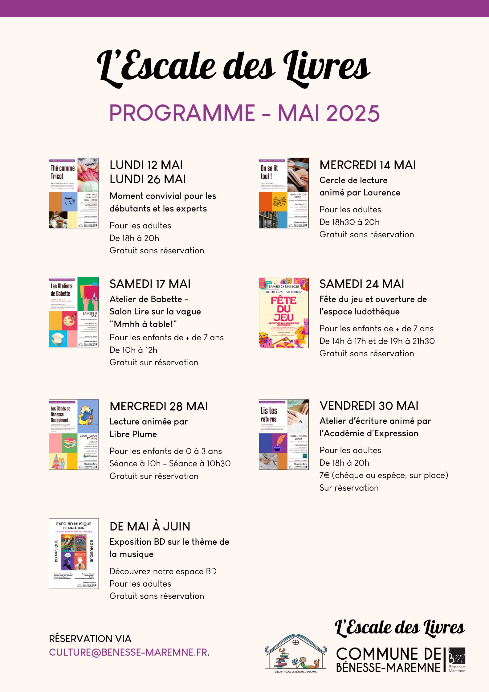 Programme de L'Escale des Livres mars 2025
